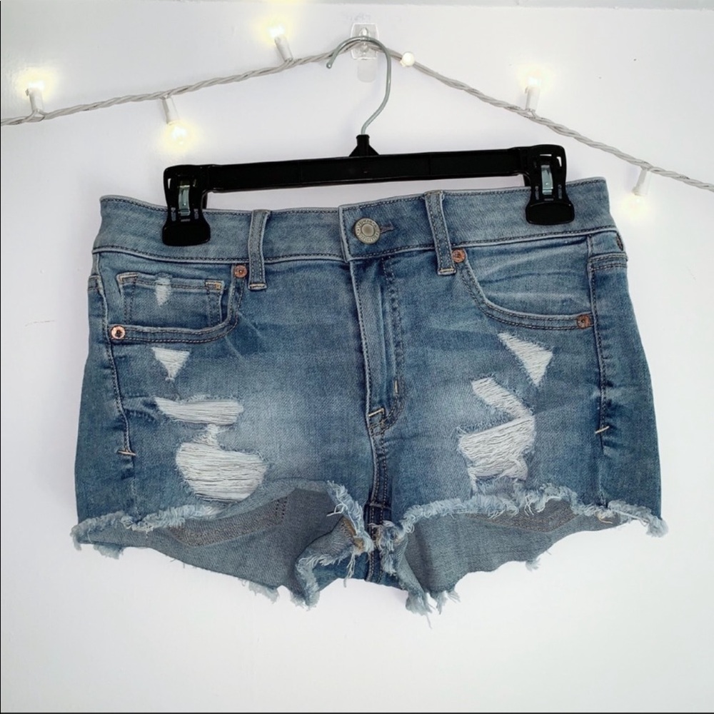 American eagle mini shorts light wash